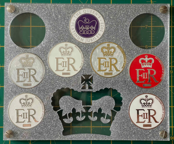 The Queen's Platinum Jubilee Geocoin Display
