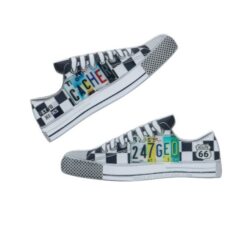 Get Your Kicks On Geocoin - Antique Silver