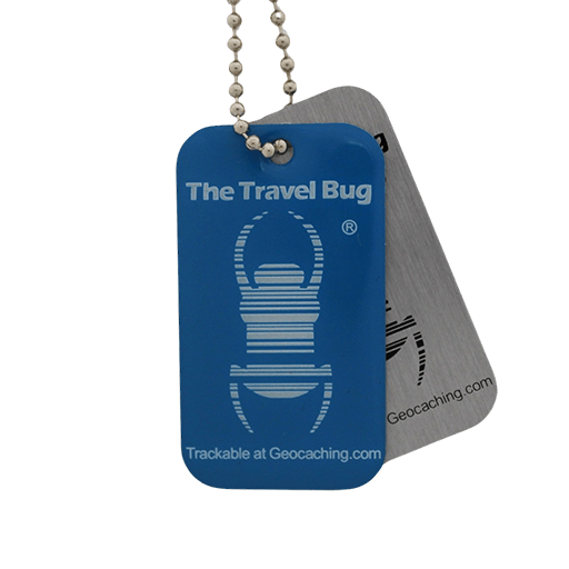 BLUE Geocaching QR Travel Bug® - Glow in the Dark