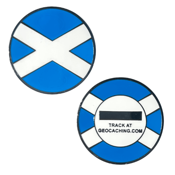 Scotland Flag Micro Geocoin - Black Nickel