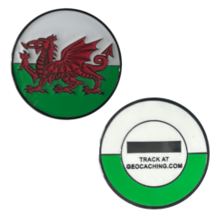 Wales Flag Micro Geocoin - Black Nickel