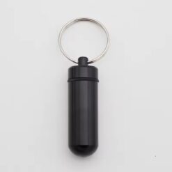 Narrow Black Metal Capsule with Keyring (Bison)
