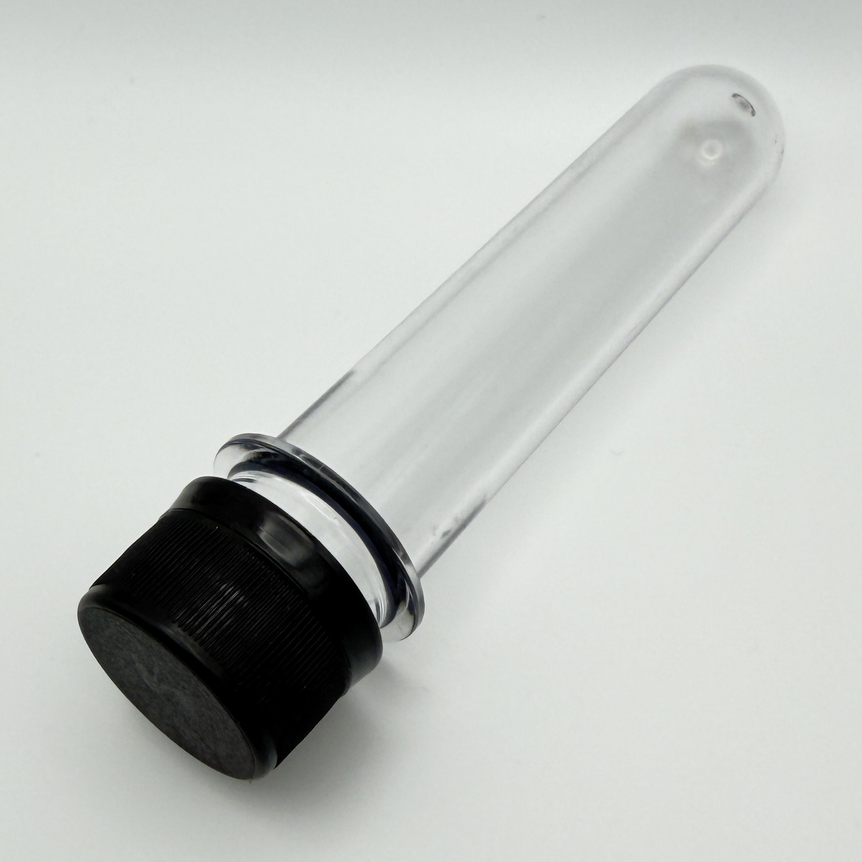 Clear PET Preform with Black Lid (13.2xØ2.5cm)