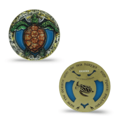 Sea Turtle Geocoin - Antique Brass Finish